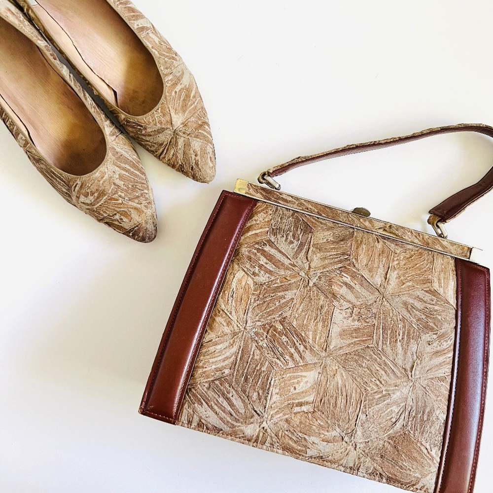 VTG Matching Leather Bag & Heels Set